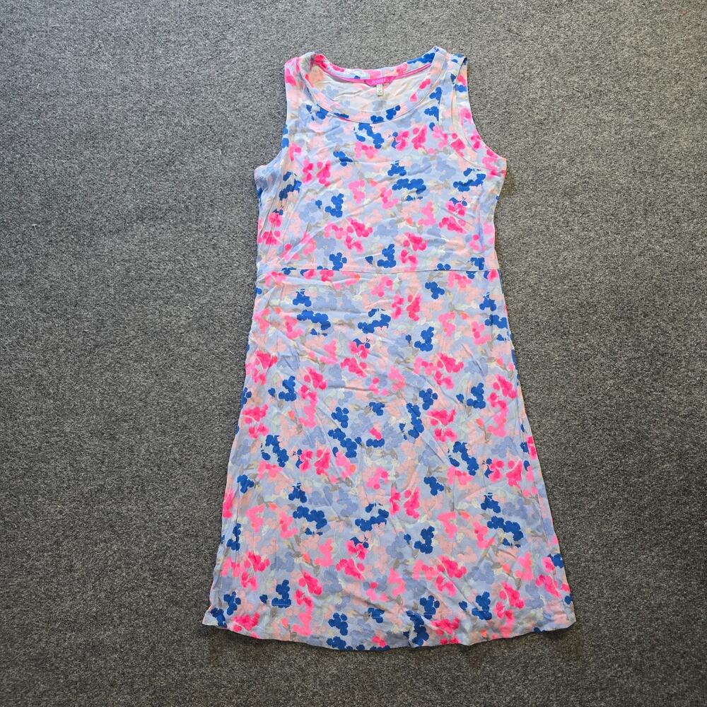 Joules Dress Womens Size 6 Blue Pink Floral Sheath Sleeveless Fitted Casual